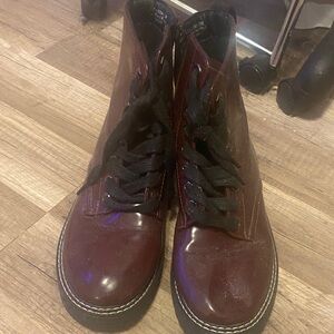 Women's Burgundy Lace-Up Boots